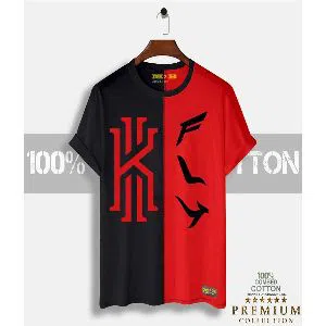 Fly Mens Half-sleeve Cotton T-shirt - Black & Red 