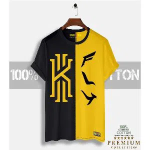 Fly Mens Half-sleeve Cotton T-shirt - Black & Yellow