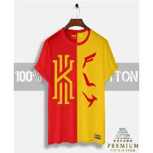 Fly Mens Half-sleeve Cotton T-shirt - Red & Yellow