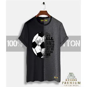 Football Mens Half-sleeve Cotton T-shirt - Black & Ash