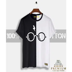 Harry Mens Half-sleeve Cotton T-shirt - Black & White  