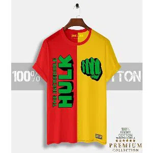 Hulk Mens Half-sleeve Cotton T-shirt - Red & Yellow