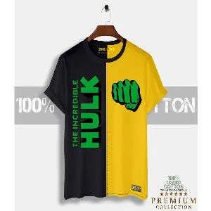 Hulk Mens Half-sleeve Cotton T-shirt - Black & Yellow