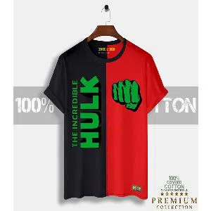 Hulk Mens Half-sleeve Cotton T-shirt - Black & Red 