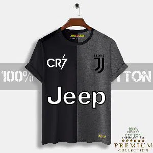 Jeep Mens Half-sleeve Cotton T-shirt - Black & Ash