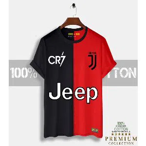 Jeep Mens Half-sleeve Cotton T-shirt - Black & Red 