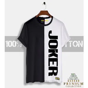 Joker Mens Half-sleeve Cotton T-shirt - Black & White  