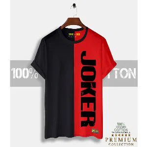 Joker Mens Half-sleeve Cotton T-shirt - Black & Red 