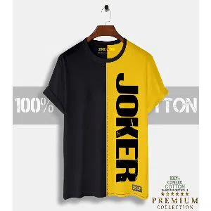 Joker Mens Half-sleeve Cotton T-shirt - Black & Yellow
