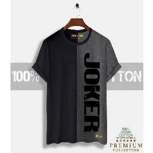 Joker Mens Half-sleeve Cotton T-shirt - Black & Ash