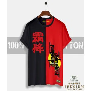 Katana Mens Half-sleeve Cotton T-shirt - Black & Red 