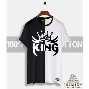 King Mens Half-sleeve Cotton T-shirt - Black & White  