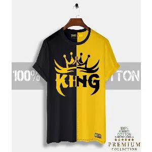 King Mens Half-sleeve Cotton T-shirt - Black & Yellow