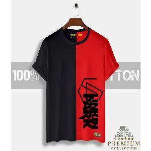 Linkin Mens Half-sleeve Cotton T-shirt - Black & Red 