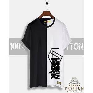 Linkin Mens Half-sleeve Cotton T-shirt - Black & White  