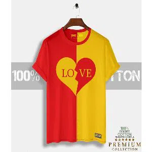 Love Mens Half-sleeve Cotton T-shirt - Red & Yellow