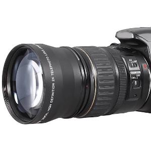 55mm 2X Telephoto Lens Teleconverter for Canon Nikon Sony Pentax 18-55mm - Black