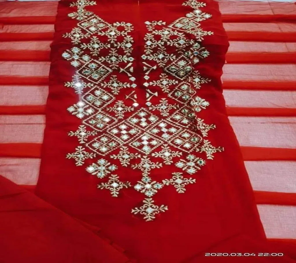 Unstitched Georgette Embroidery Work Salwar Kameez for Women (3 Pieces)06