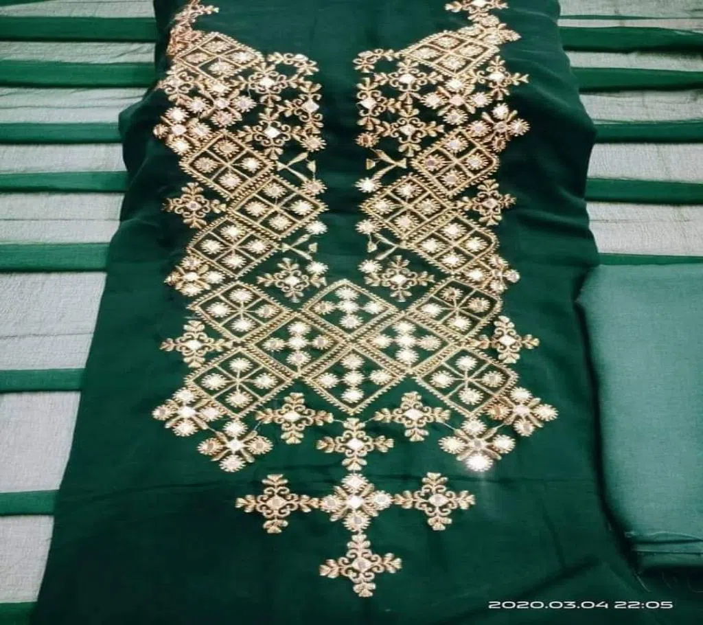 Unstitched Georgette Embroidery Work Salwar Kameez for Women (3 Pieces)07