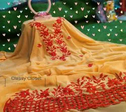 Unstitched Georgette Embroidery Work Salwar Kameez for Women (3 Pieces) 11