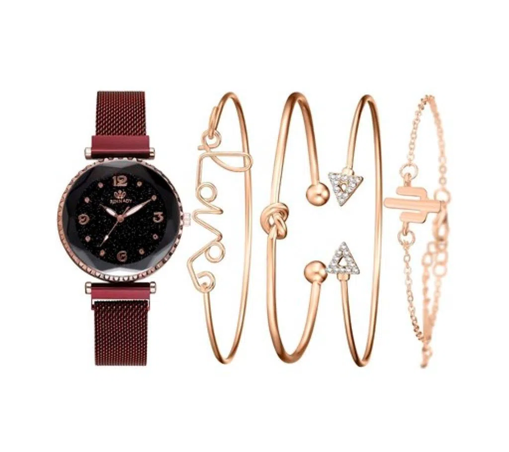 New 4-piece bracelet with quartz Ladies watchband
