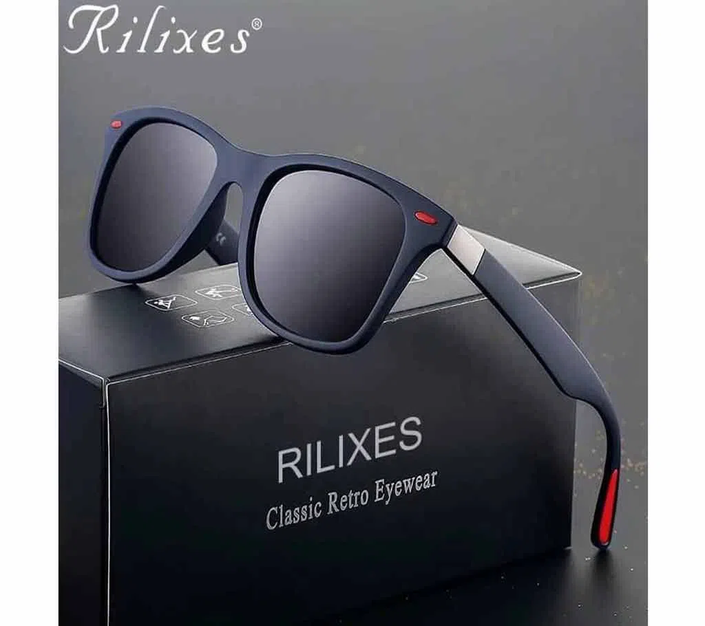 RILIXES Fashion Guys Sun glasses Square Rivet Wrap Frame Polarized Sunglasses Men Classic Design Women Mens Sunglass UV400