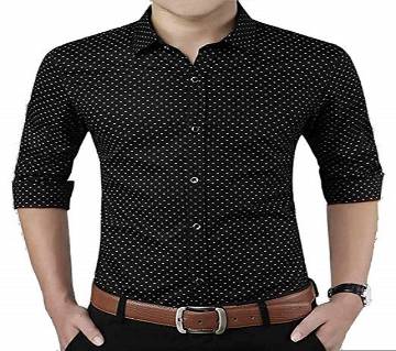 Black Long Sleeve Printed Shirt for Men