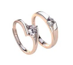 Couple Silver Allow Finger Ring with Love Shaped BOX