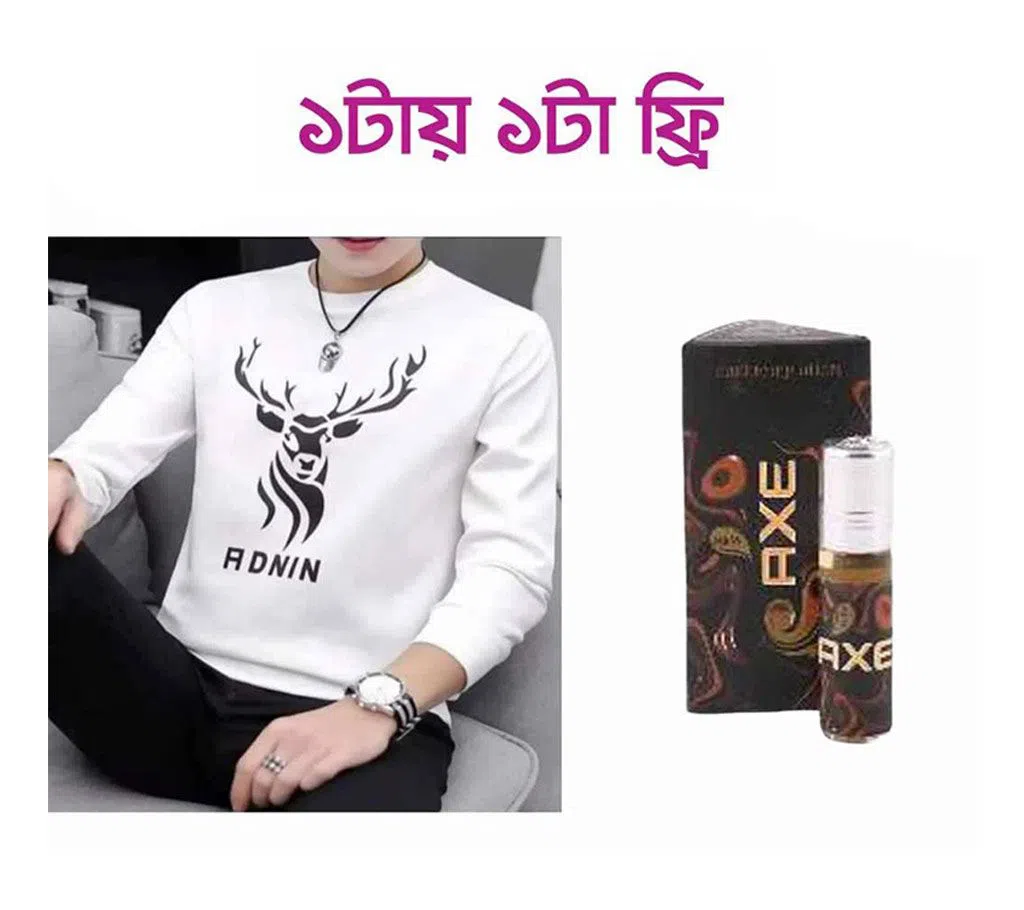 Full Sleeve T Shirt For Men+Al Nuaim  Concentrated Perfume (Attor) (free)