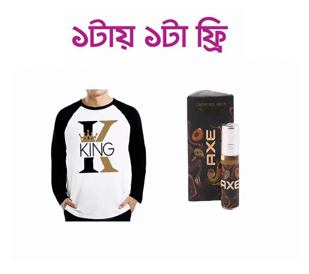 Full Sleeve Tshirt For Men+Al Nuaim  Concentrated Perfume (Attor) (free)