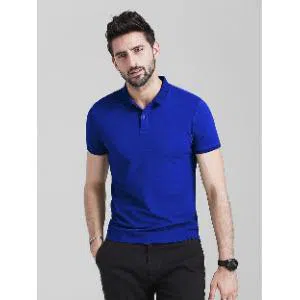 Blue Cotton Polo Shirt for Men