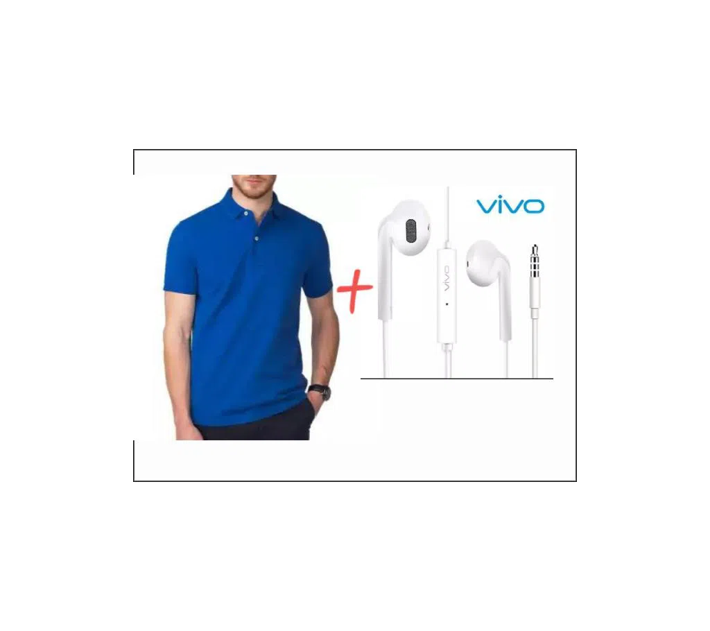 Blue Polo T-shirt Plus Ear in Headphone