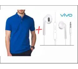 Blue Polo T-shirt Plus Ear in Headphone