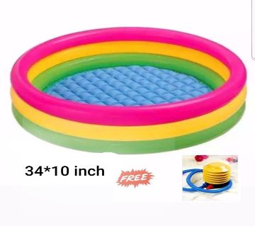 বেবি বাথটাব  Baby Swimming Pool with Pumper (34 X10inch) - Multicolor