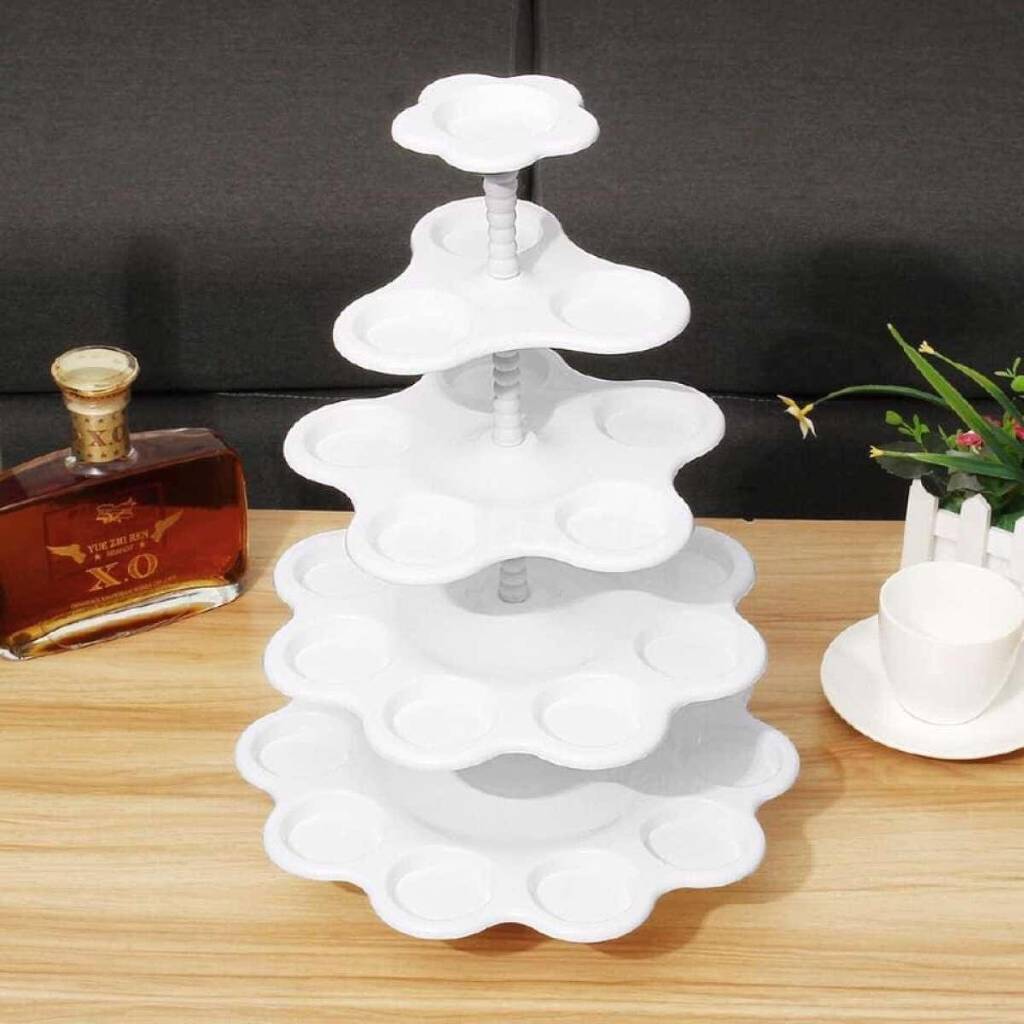 5 Tier Plastic Cupcake Holder White Display Stand Levels #1255969 buy from Efad online shopping ...