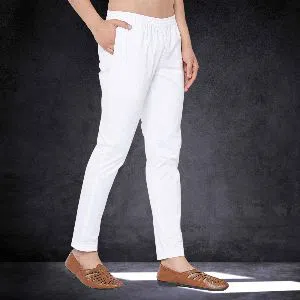 White Color Cotton Narrow Fit stretch Pajama for Men