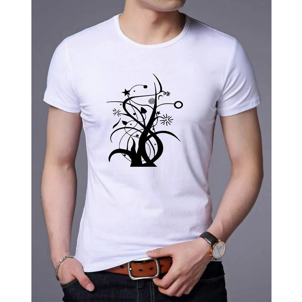 Cotton Casual T-shirt for Men-white 