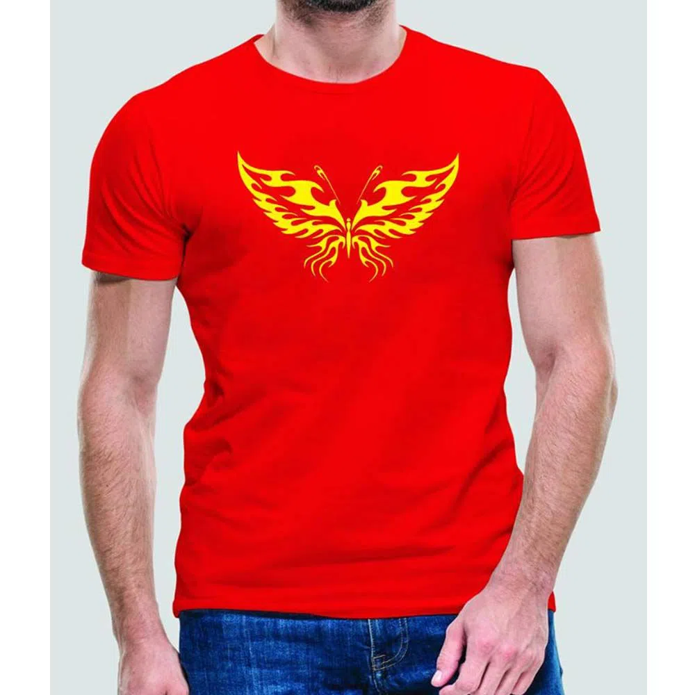 Cotton Casual Half Sleeve Printed T-Shirt for Man - Red
