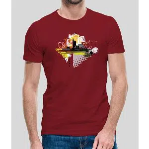 City Half Sleeve Cotton Printed T-shirt - Maroon