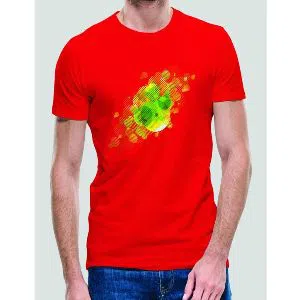 Bubbles Half Sleeve Cotton Printed T-shirt - Red	