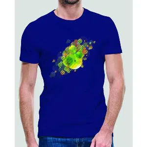 Bubbles Half Sleeve Cotton Printed T-shirt - Blue	