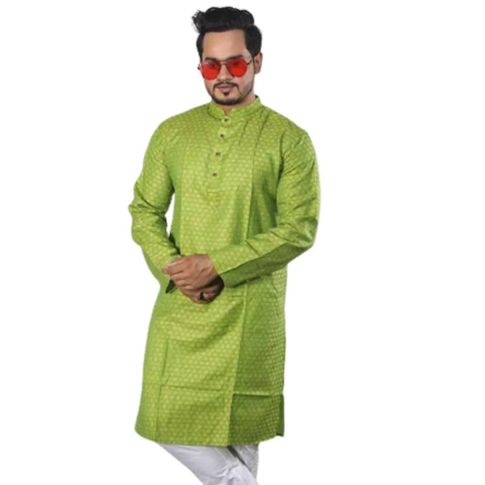 Semi Long Cotton Punjabi For Men