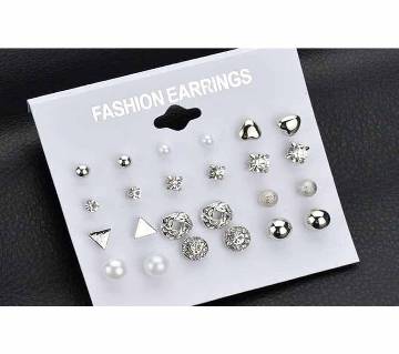 Silver Earring For Women- 12 Pair Pack