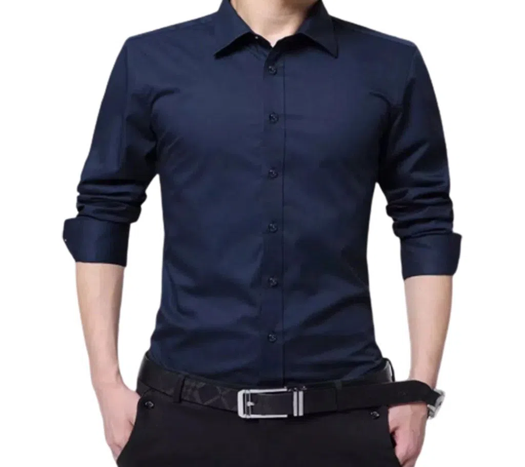 Full Sleeve Solid Navy Blue Colour Shirt For Man.