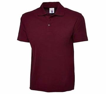 Maroon half sleeve cotton polo-shirt for men