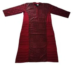 Stitched Linen Kameez for Women - Maroon - T027 one piece 