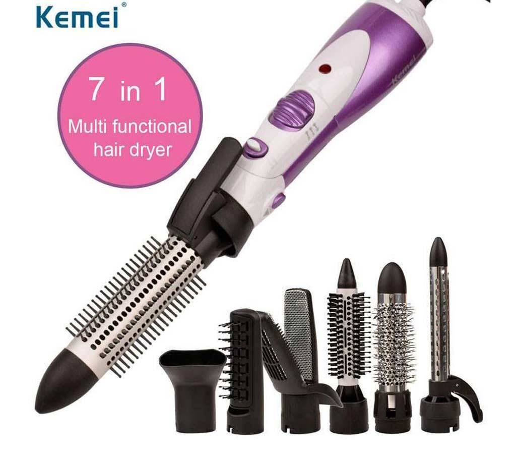 KEMEI KM-585 7IN1 হেয়ার ড্রাইয়ার MULTIFUNCTION CURL HAIR CURLER PORTABLE HOT AND COLD CURLER WAND STRAIGHTENER IRON বাংলাদেশ - 830900