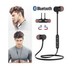 Wireless Sports Bluetooth Magnet Earphone Bluetooth Headset with Mic - Black