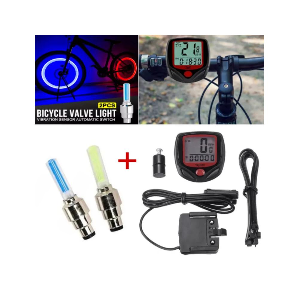 Bicycle Speedometer with 2 Piece Bicycle Wheel Light - Different Colors