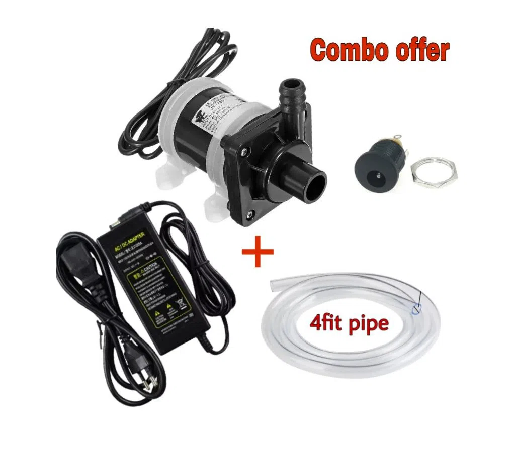 Water proof submersible water pump and 12 volt adapter and connector 4 foot pipe